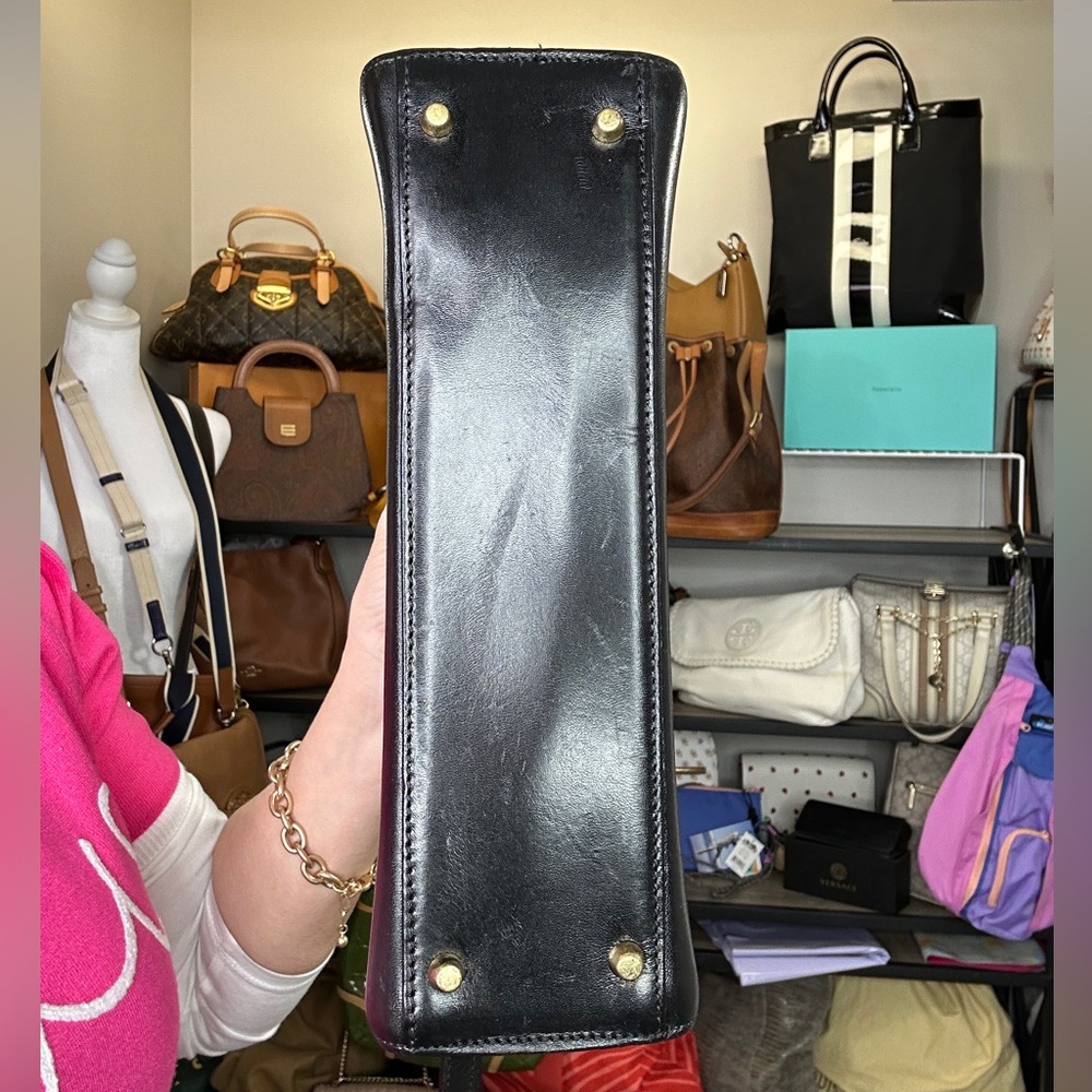 Vintage Bally Black Leather Curved Dome Crossbody Bag Made in Italy 1988-1994 - Picture 7 of 11